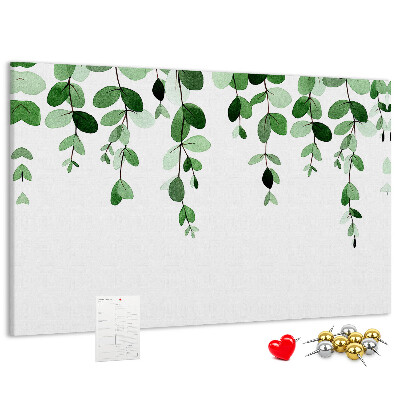 Tableau en liège Feuilles vertes dans un style aquarelle délicat