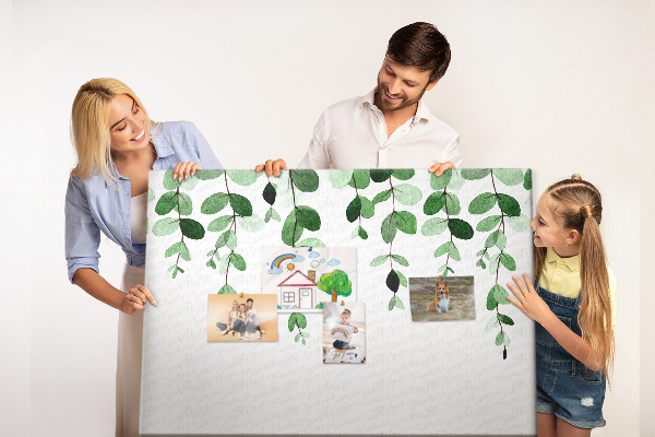 Tableau en liège Feuilles vertes dans un style aquarelle délicat