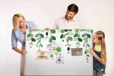 Tableau en liège Feuilles vertes dans un style aquarelle délicat
