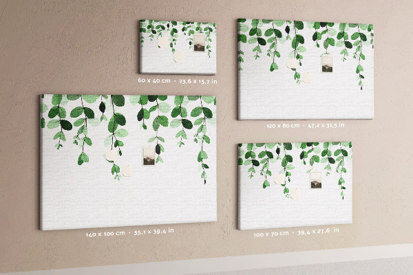 Tableau en liège Feuilles vertes dans un style aquarelle délicat