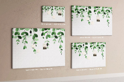 Tableau en liège Feuilles vertes dans un style aquarelle délicat