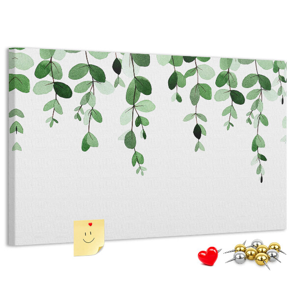 Tableau en liège Feuilles vertes dans un style aquarelle délicat