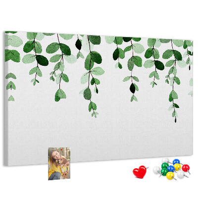 Tableau en liège Feuilles vertes dans un style aquarelle délicat