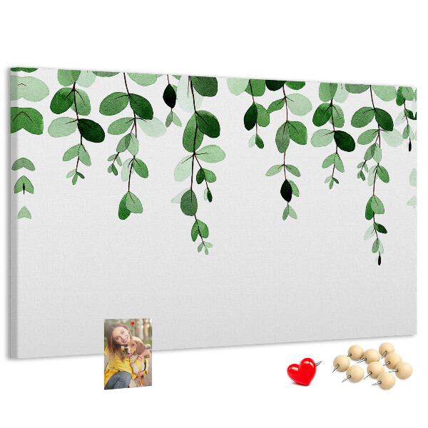 Tableau en liège Feuilles vertes dans un style aquarelle délicat