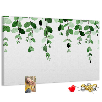 Tableau en liège Feuilles vertes dans un style aquarelle délicat