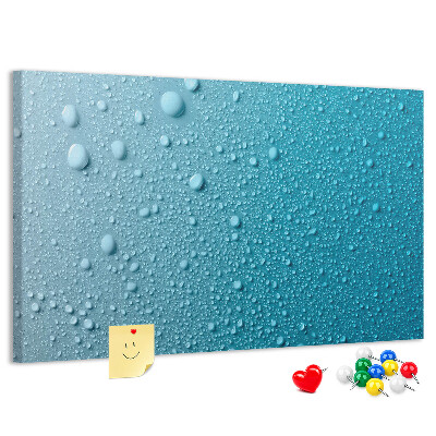 Tableau affichage liège Gouttes d'eau sur fond bleu