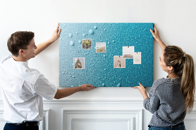 Tableau affichage liège Gouttes d'eau sur fond bleu