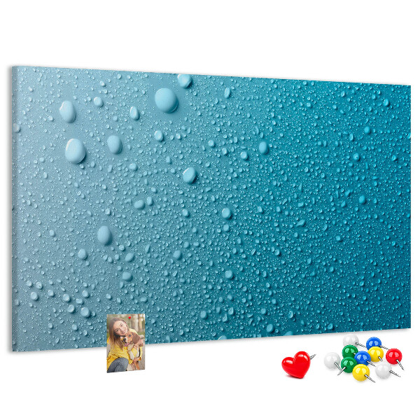 Tableau affichage liège Gouttes d'eau sur fond bleu