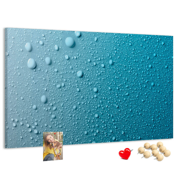 Tableau affichage liège Gouttes d'eau sur fond bleu