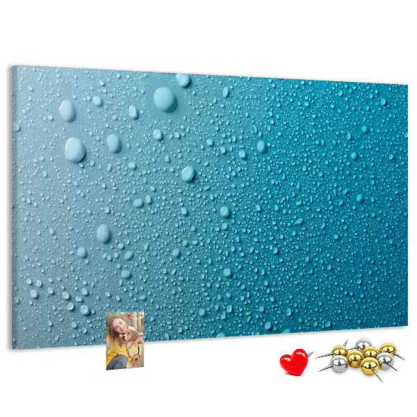 Tableau affichage liège Gouttes d'eau sur fond bleu