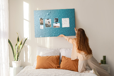 Tableau affichage liège Gouttes d'eau sur fond bleu