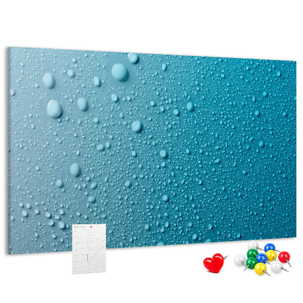Tableau affichage liège Gouttes d'eau sur fond bleu
