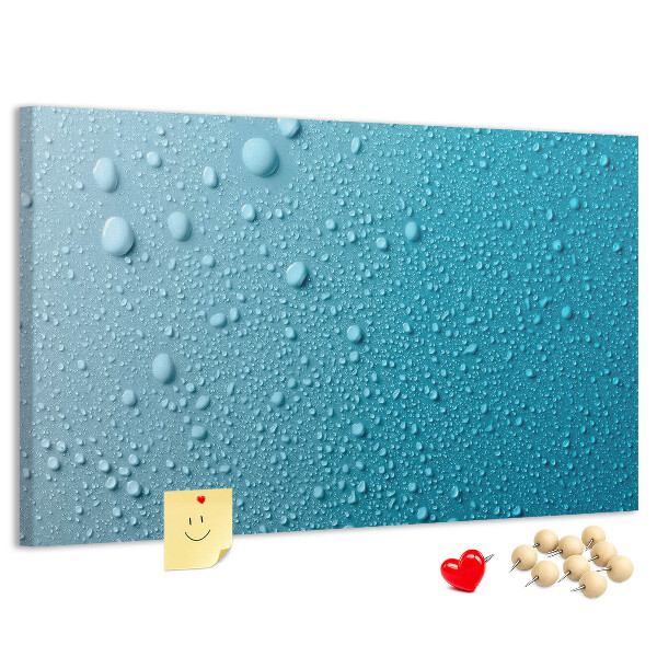 Tableau affichage liège Gouttes d'eau sur fond bleu