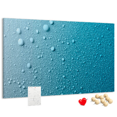 Tableau affichage liège Gouttes d'eau sur fond bleu