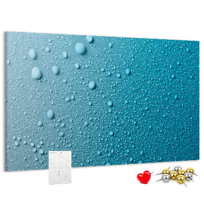 Tableau affichage liège Gouttes d'eau sur fond bleu