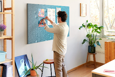 Tableau affichage liège Gouttes d'eau sur fond bleu