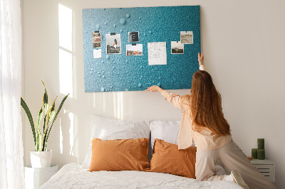 Tableau affichage liège Gouttes d'eau sur fond bleu