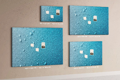 Tableau affichage liège Gouttes d'eau sur fond bleu