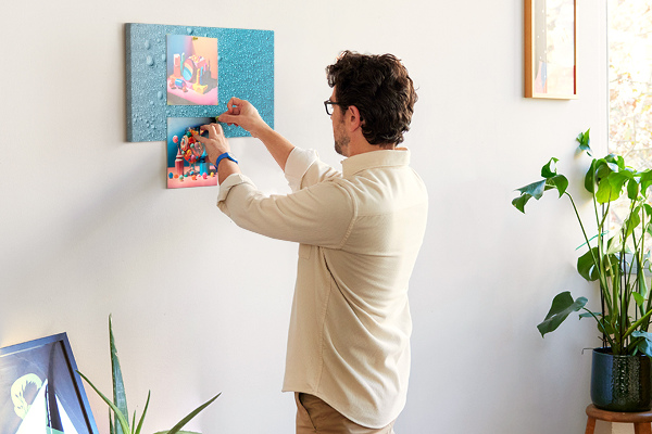 Tableau affichage liège Gouttes d'eau sur fond bleu