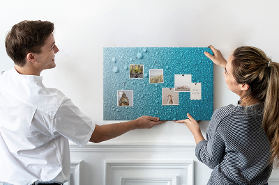 Tableau affichage liège Gouttes d'eau sur fond bleu