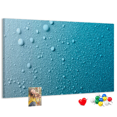 Tableau affichage liège Gouttes d'eau sur fond bleu