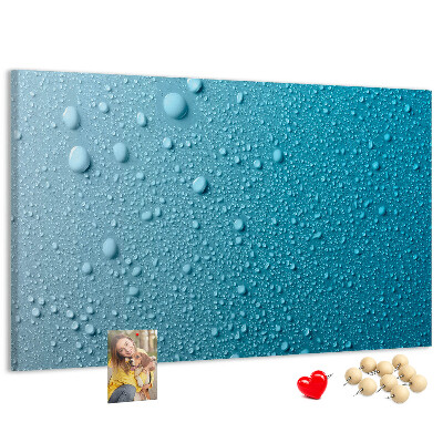 Tableau affichage liège Gouttes d'eau sur fond bleu