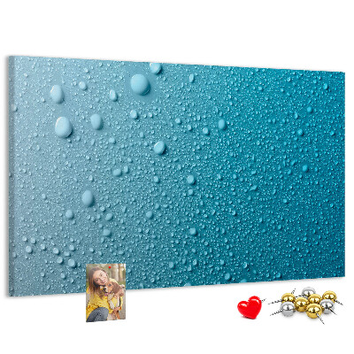 Tableau affichage liège Gouttes d'eau sur fond bleu