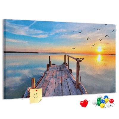 Tableau de liège Coucher de soleil sur un lac calme