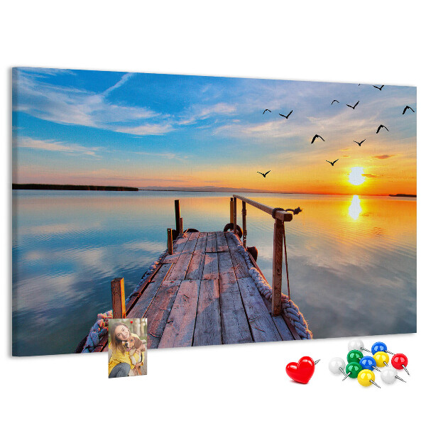 Tableau de liège Coucher de soleil sur un lac calme