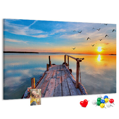 Tableau de liège Coucher de soleil sur un lac calme
