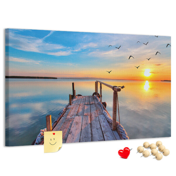 Tableau de liège Coucher de soleil sur un lac calme