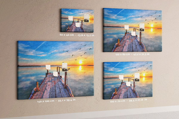 Tableau de liège Coucher de soleil sur un lac calme