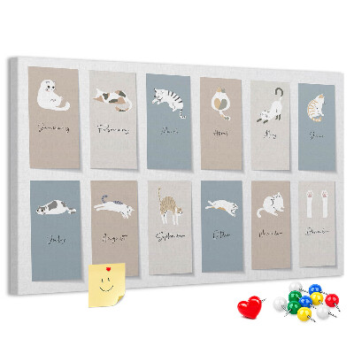 Tableau en liège Calendrier avec de jolies illustrations d'animaux de compagnie