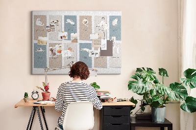 Tableau en liège Calendrier avec de jolies illustrations d'animaux de compagnie