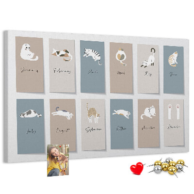 Tableau en liège Calendrier avec de jolies illustrations d'animaux de compagnie