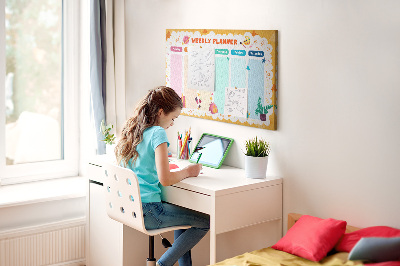 Tableau affichage liège Agenda hebdomadaire coloré sur le thème de l'école