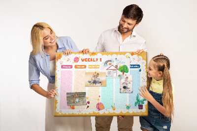 Tableau affichage liège Agenda hebdomadaire coloré sur le thème de l'école