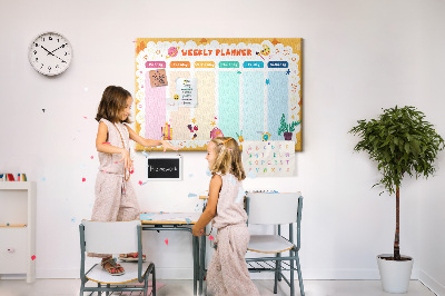 Tableau affichage liège Agenda hebdomadaire coloré sur le thème de l'école