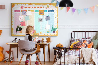 Tableau affichage liège Agenda hebdomadaire coloré sur le thème de l'école