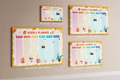 Tableau affichage liège Agenda hebdomadaire coloré sur le thème de l'école