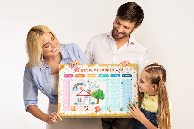 Tableau affichage liège Agenda hebdomadaire coloré sur le thème de l'école