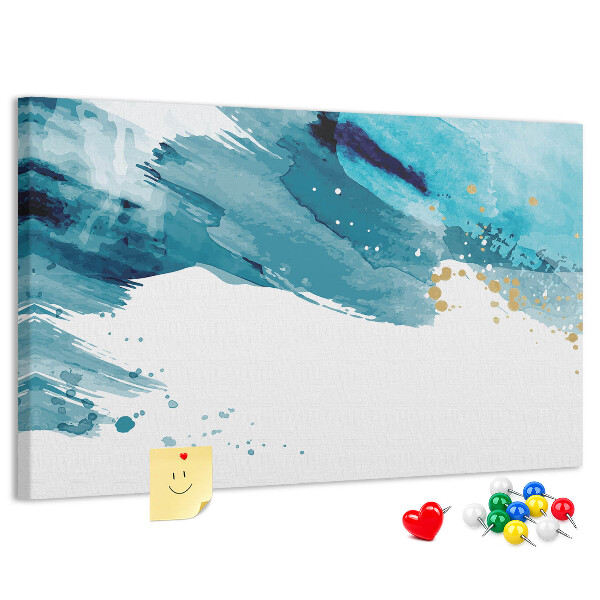 Tableau en liège Vagues bleues avec des accents dorés
