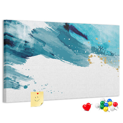 Tableau en liège Vagues bleues avec des accents dorés