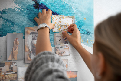 Tableau en liège Vagues bleues avec des accents dorés