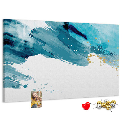 Tableau en liège Vagues bleues avec des accents dorés