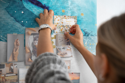 Tableau en liège Vagues bleues avec des accents dorés