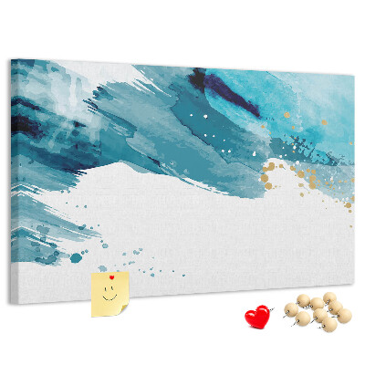 Tableau en liège Vagues bleues avec des accents dorés