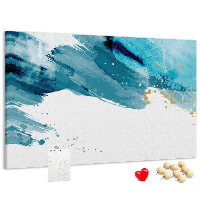 Tableau en liège Vagues bleues avec des accents dorés
