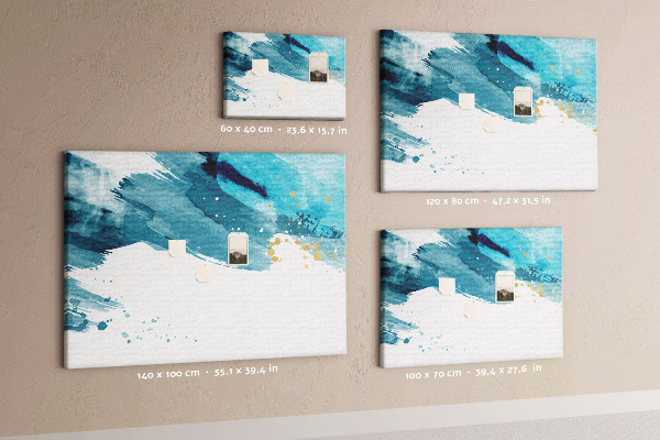 Tableau en liège Vagues bleues avec des accents dorés