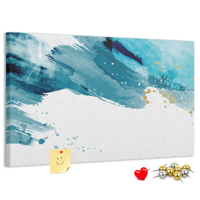 Tableau en liège Vagues bleues avec des accents dorés